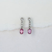 Pink Sapphire and Diamond Drop Earrings