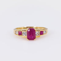 Vintage Ruby Diamond 14K Yellow Gold Ring