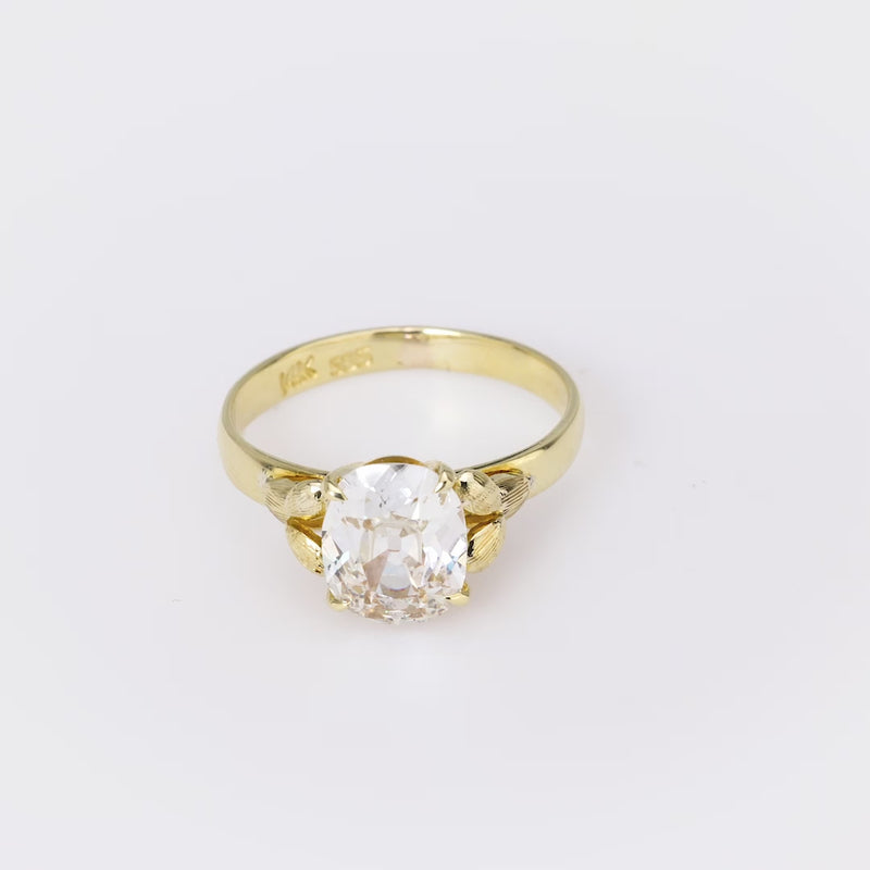 Vintage GIA 1.51 carat old mine cut diamond 14k yellow gold engagement ring