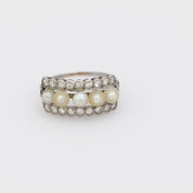 Art Deco pearl diamond platinum ring