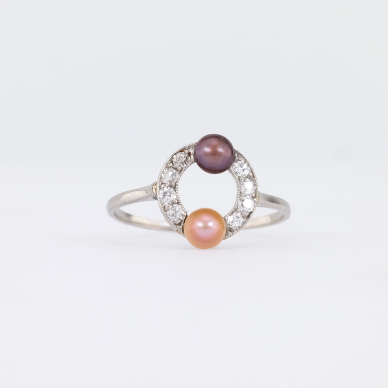 Edwardian Pearl Diamond Platinum Ring