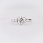 French GIA 2.19 Carat Old Mine Cut Diamond Platinum Engagement Ring
