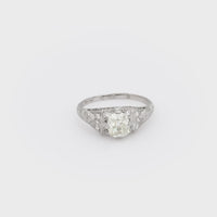 Art Deco GIA 1.01 carat old mine cut diamond platinum engagement ring