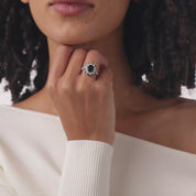 Art Deco style 1.50 carat sapphire diamond platinum cluster ring