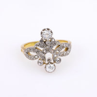 Belle Epoque Diamond 18K Yellow Gold and Silver Swirl Ring