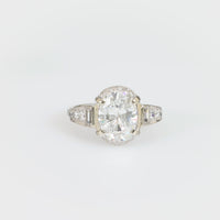 Art Deco GIA 2.21 carat oval cut diamond platinum ring