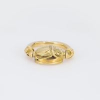 Mid Century 18k yellow gold swivel scarab ring