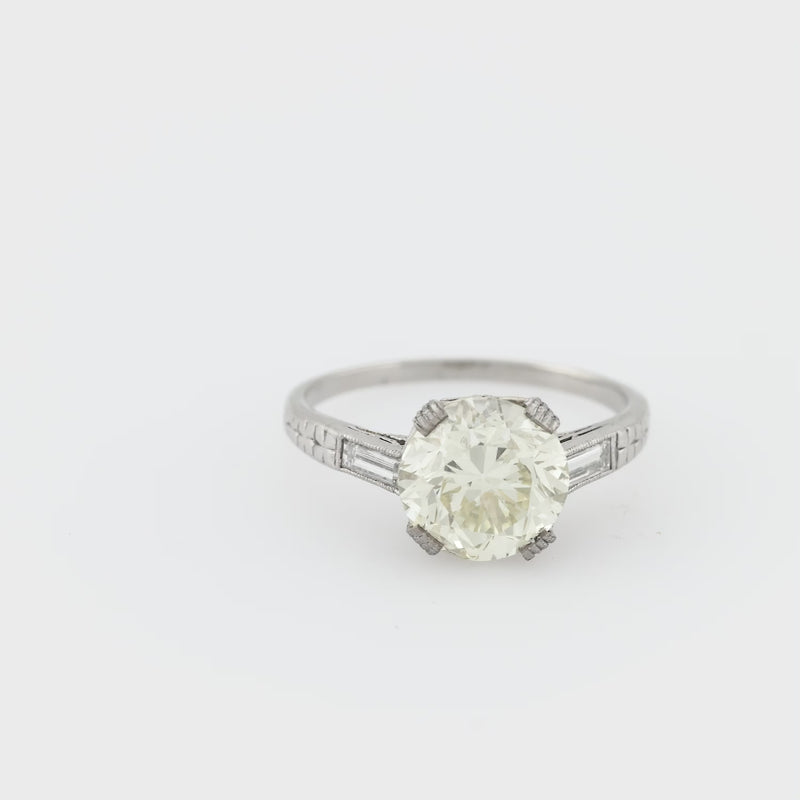 Art Deco GIA 2.63 carat diamond platinum engagement ring