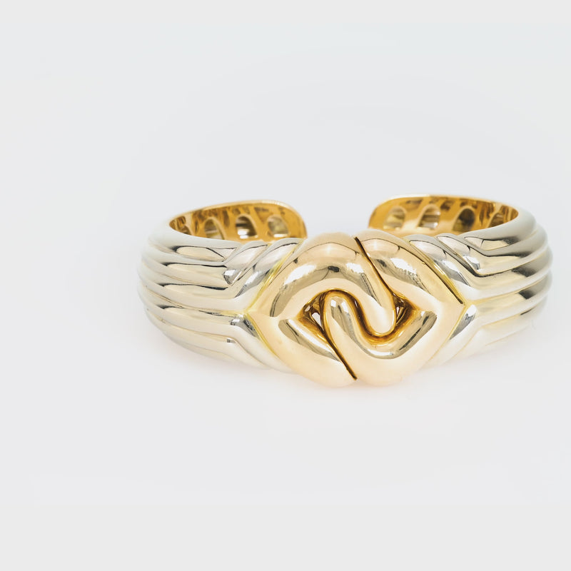 Bulgari 18k white and yellow gold cuff bracelet