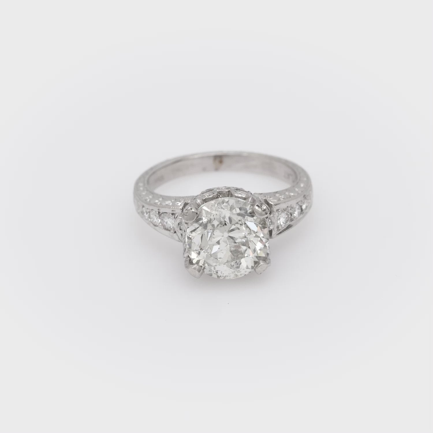 Modern GIA 3.00 carat diamond Art Deco style engagement ring