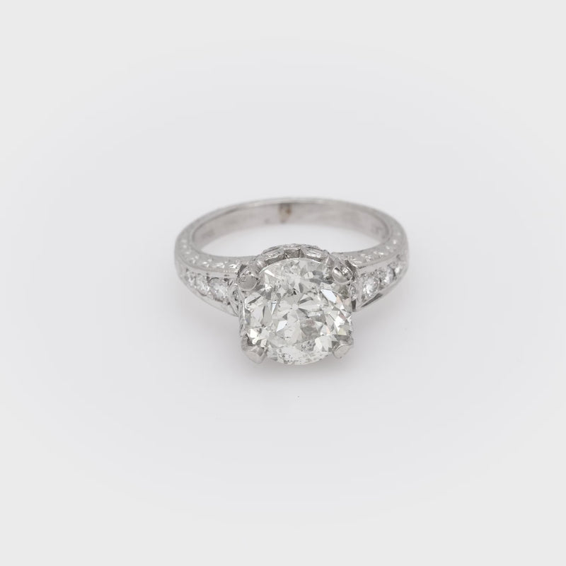 Modern GIA 3.00 carat diamond Art Deco style engagement ring