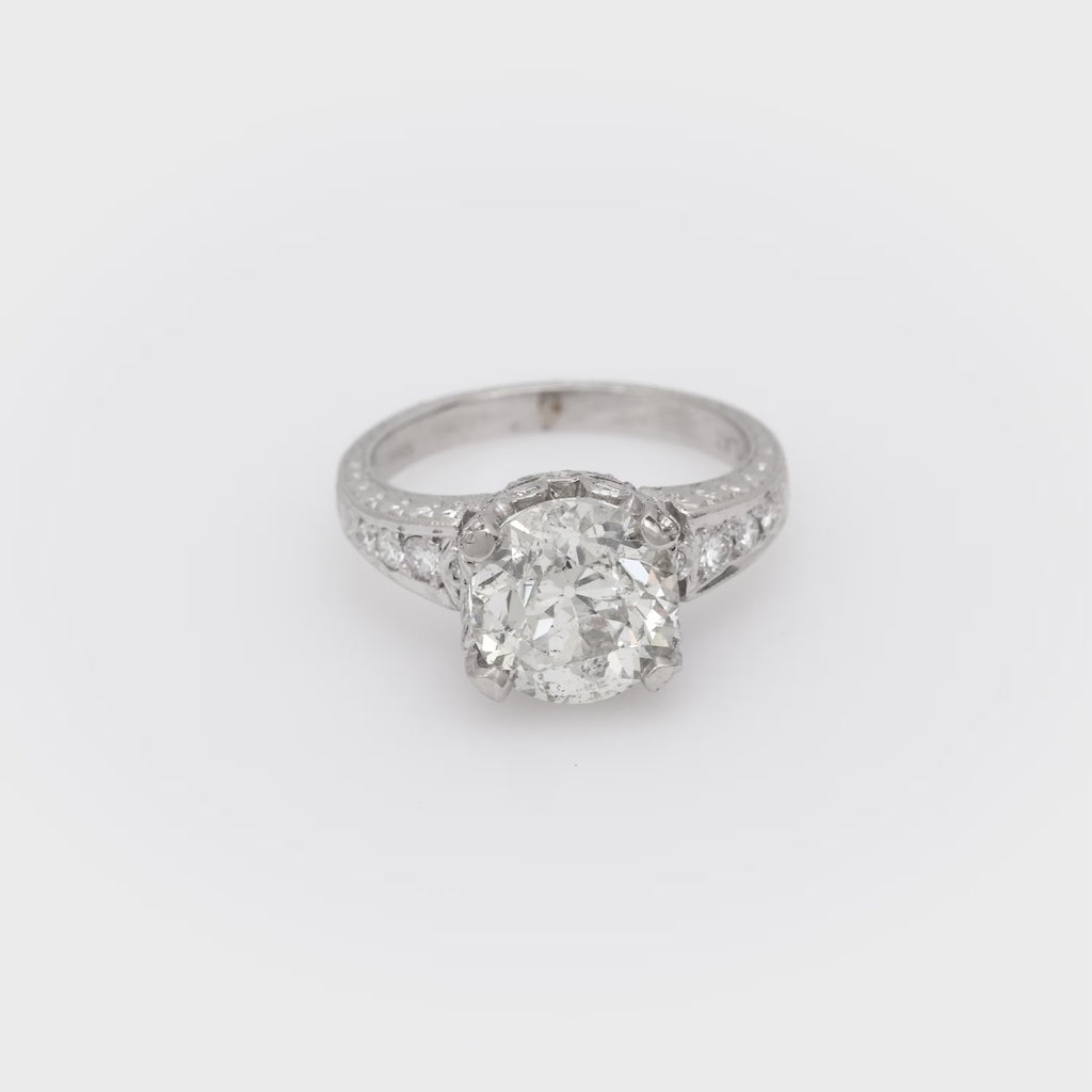Modern GIA 3.00 carat diamond Art Deco style engagement ring