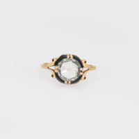 Antique GIA 1.30 carat rose cut diamond 10k yellow gold enamel ring