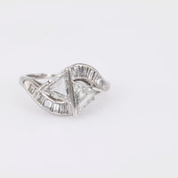 Art Deco 2 Carat Total Weight Diamond Platinum Bypass ring