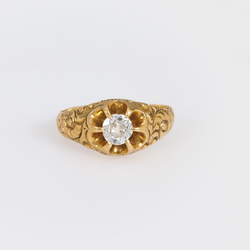 Victorian 14k yellow gold old cut diamond ring