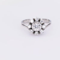 Vintage Diamond White Gold Cluster Ring