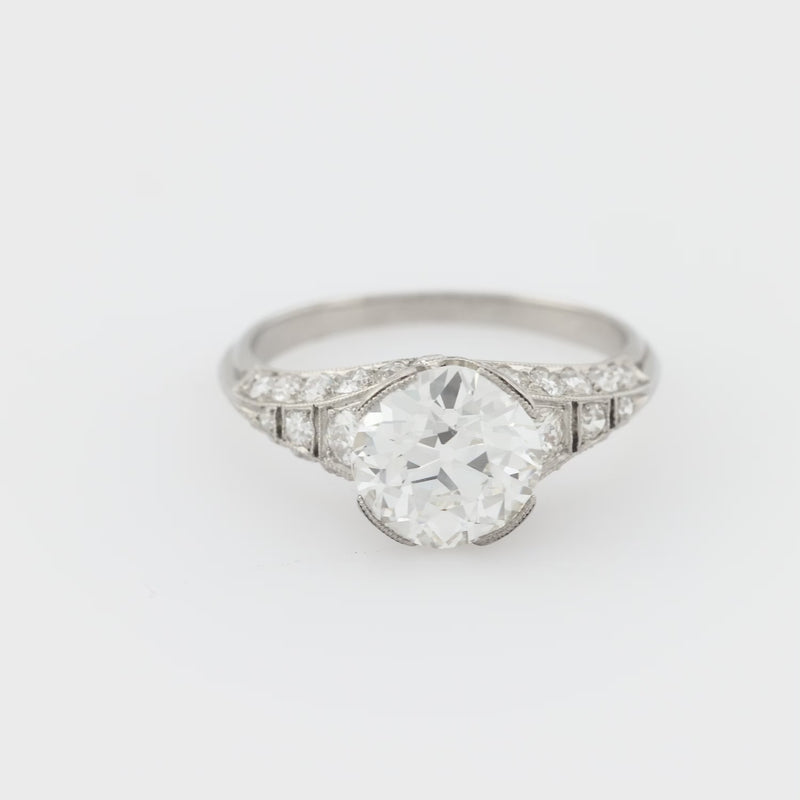 Art Deco GIA 2.07 carat old European cut diamond platinum engagement ring