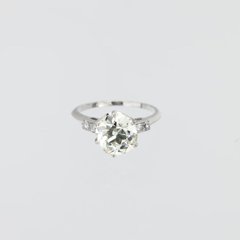 GIA 2.79 carat old European cut diamond platinum engagement ring