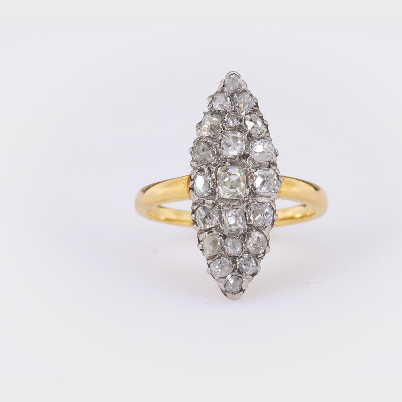 French Belle Époque Diamond 18K Yellow Gold Ring