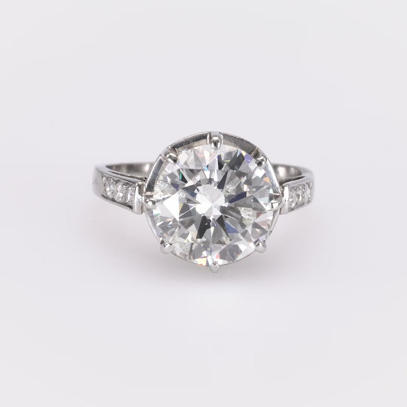 Art Deco GIA 3.25 Carat Diamond Platinum Engagement Ring