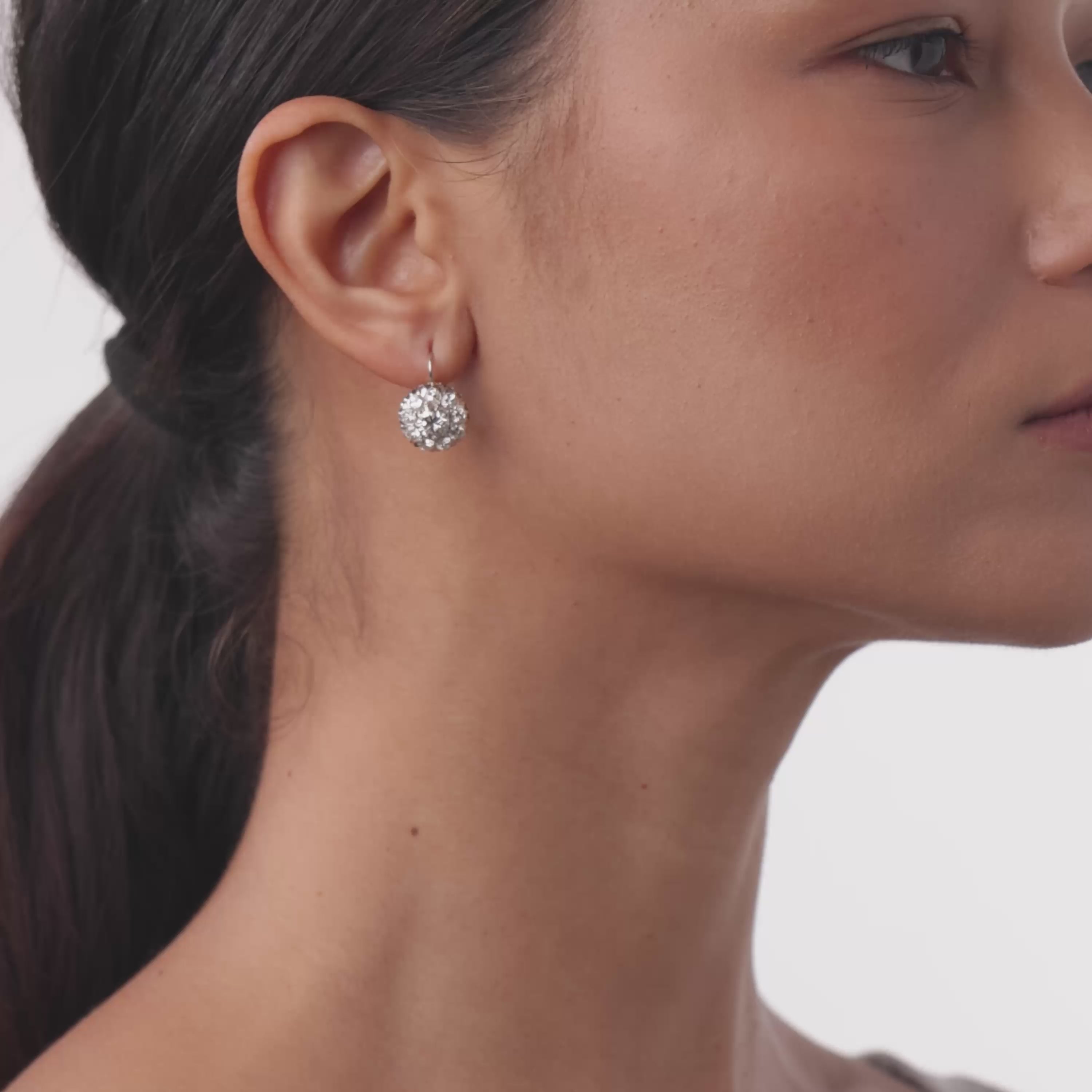 Edwardian style 2.70 carat diamond platinum cluster earrings