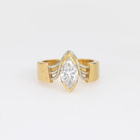 Vintage 1 carat marquise cut diamond 18k gold solitaire ring