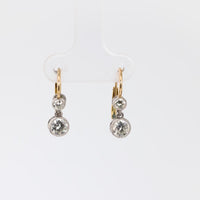 Antique style .85 carat total weight diamond 18k gold platinum drop earrings