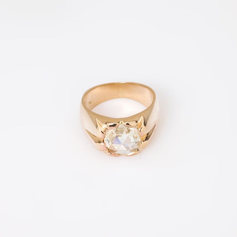 Antique 1.10 carat rose cut diamond 14k rose gold ring