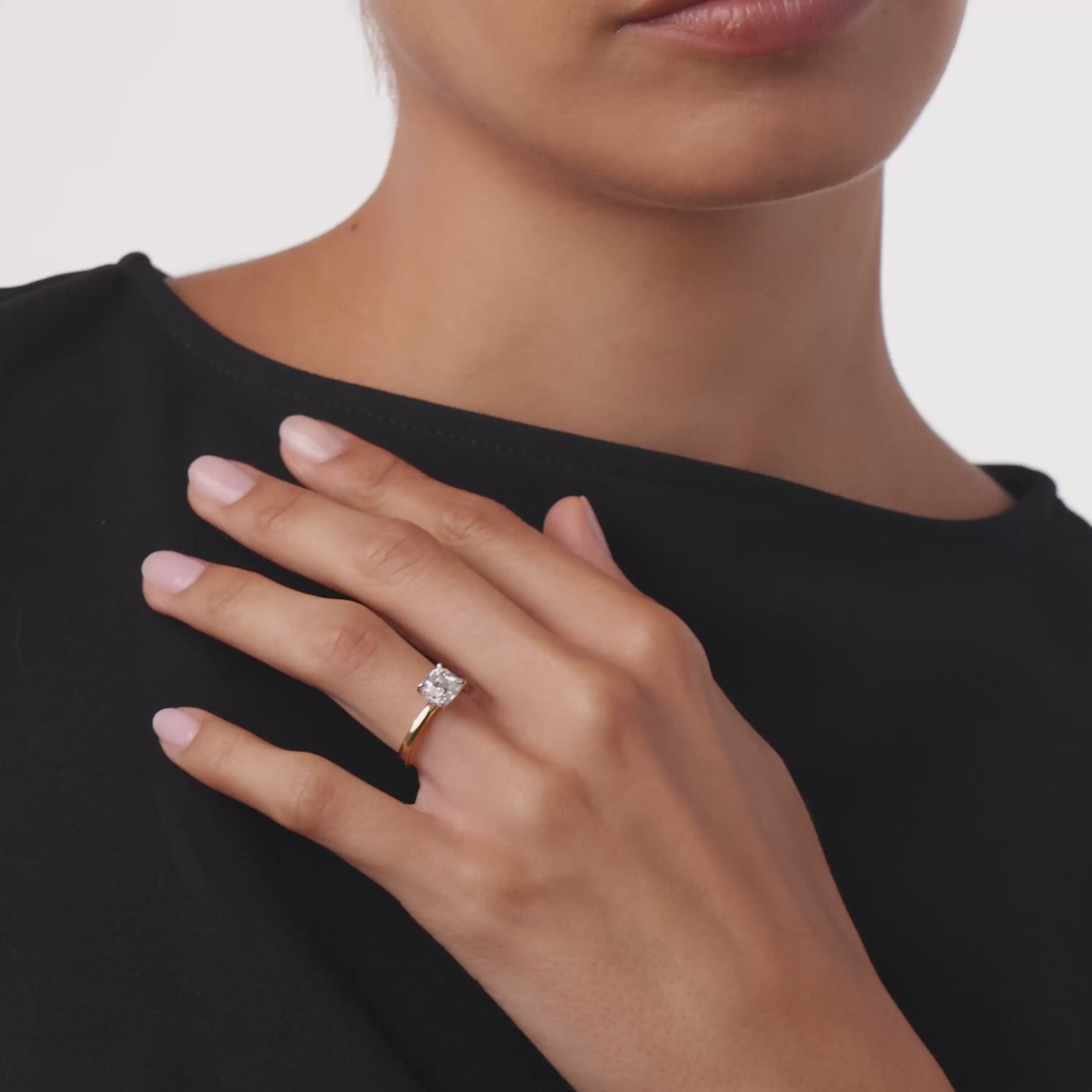 Tulum GIA 1.55 carat old mine cut diamond 18k yellow gold platinum ring