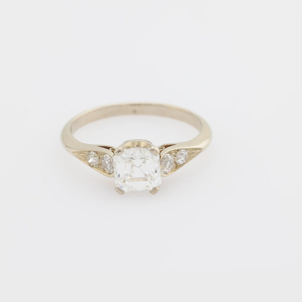 GIA 1.03 carat Asscher cut diamond 18k white gold engagement ring