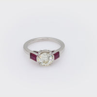 Art Deco GIA 1.08 carat old European cut diamond ruby platinum engagement ring
