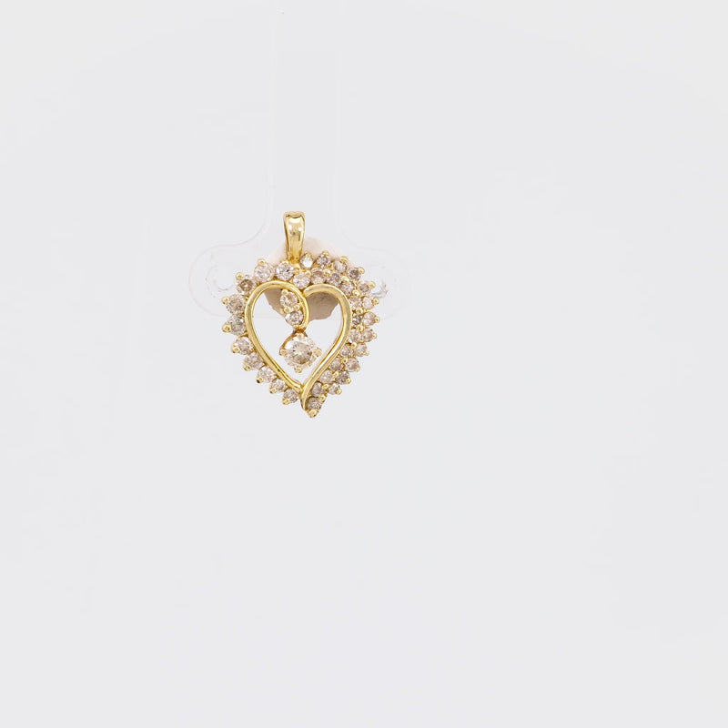 Vintage Diamond 14K Yellow Gold Heart Pendant