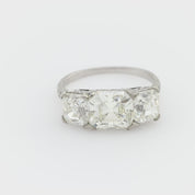 Art Deco GIA 5.29 carat asscher cut diamond platinum 3 stone engagement ring
