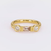 Modern Diamond Filigreed Yellow Gold Wedding Band