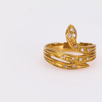 Vintage Diamond Yellow Gold Snake Ring