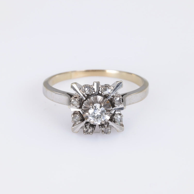 French Belle Epoque Diamond White Gold Halo Ring