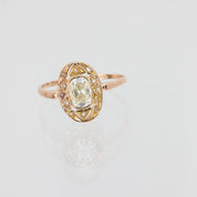 Victorian GIA 1.01 carat old mine cut diamond 18k rose gold ring