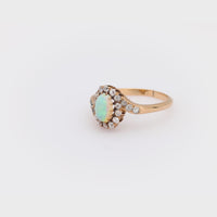 Victorian opal diamond 14k yellow gold swirl ring