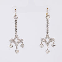 Art Deco inspired 3 carat total weight diamond platinum drop earrings