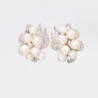 Vintage Pearl Diamond White Gold Earrings