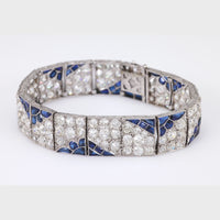 Art Deco Sapphire Diamond 18K White Gold Bracelet