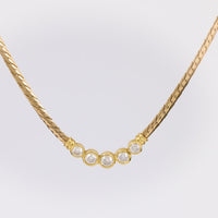 Vintage Italian Diamond 14K Yellow Gold Five Stone Necklace