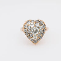 Victorian 2.85 carat total weight diamond 14k gold silver heart locket ring