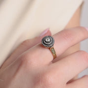 Vintage rose cut diamond 18k yellow gold cocktail ring