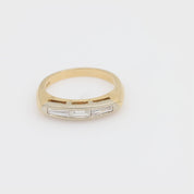 Mid Century baguette diamond 14k yellow and white gold wedding ring