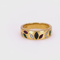 Vintage Gemstone Diamond Gold Band