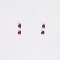 Modern 3.7 Carat Emerald Cut Ruby Diamond 14K White Gold Earrings