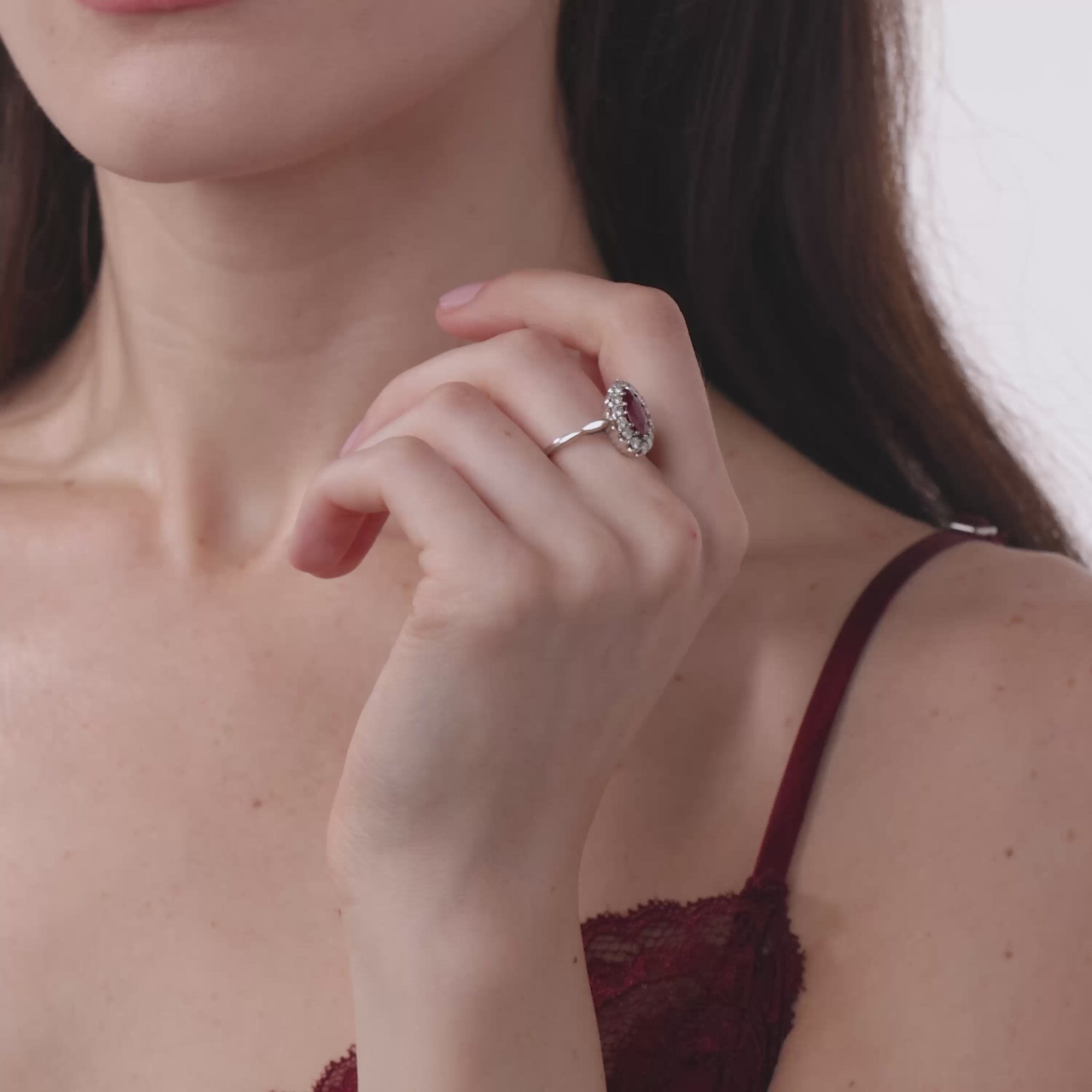 Mid Century 1.23 carat ruby diamond platinum cluster ring