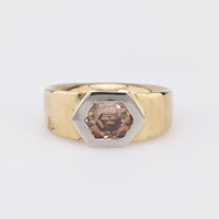 Contemporary 1.29 Carat Fancy Brown Hexagon Cut Diamond 18K Yellow Gold Band