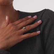 Art Deco diamond emerald 14k yellow gold platinum ring